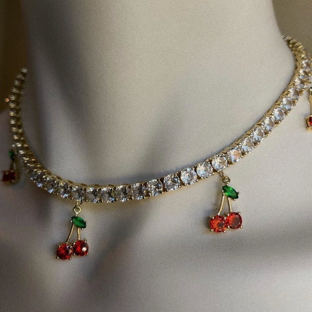 Elegant Gold Cherry Necklace